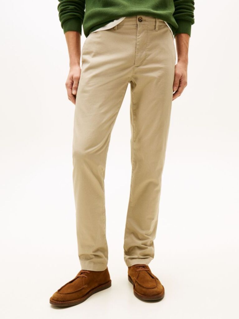 Khaki Bleecker Textured Print Slim Trousers  Men