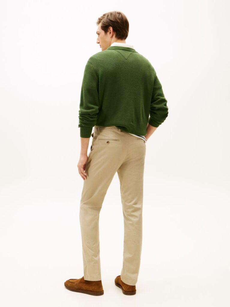 Khaki Bleecker Textured Print Slim Trousers  Men