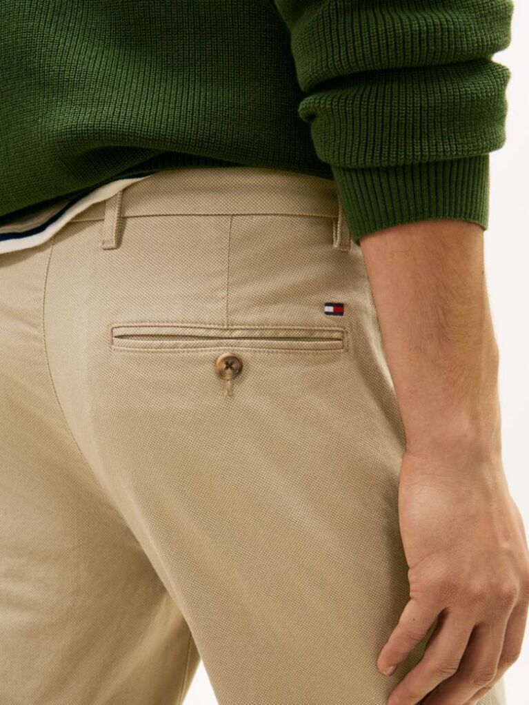 Khaki Bleecker Textured Print Slim Trousers  Men