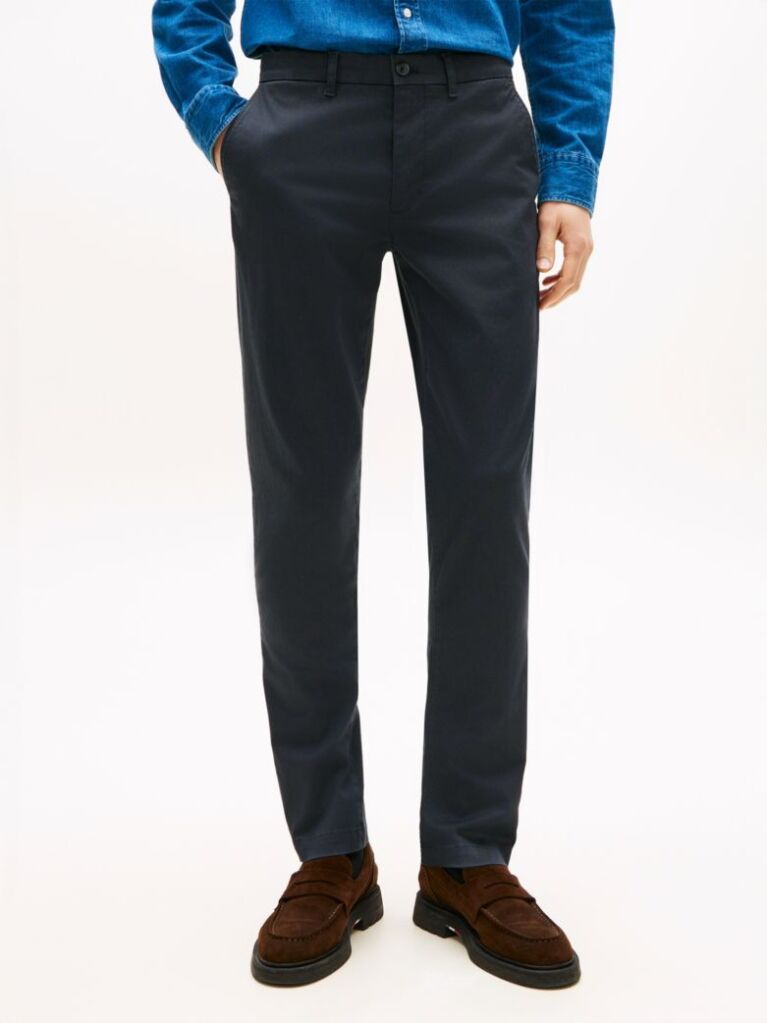 Blue Bleecker Textured Print Slim Trousers  Men