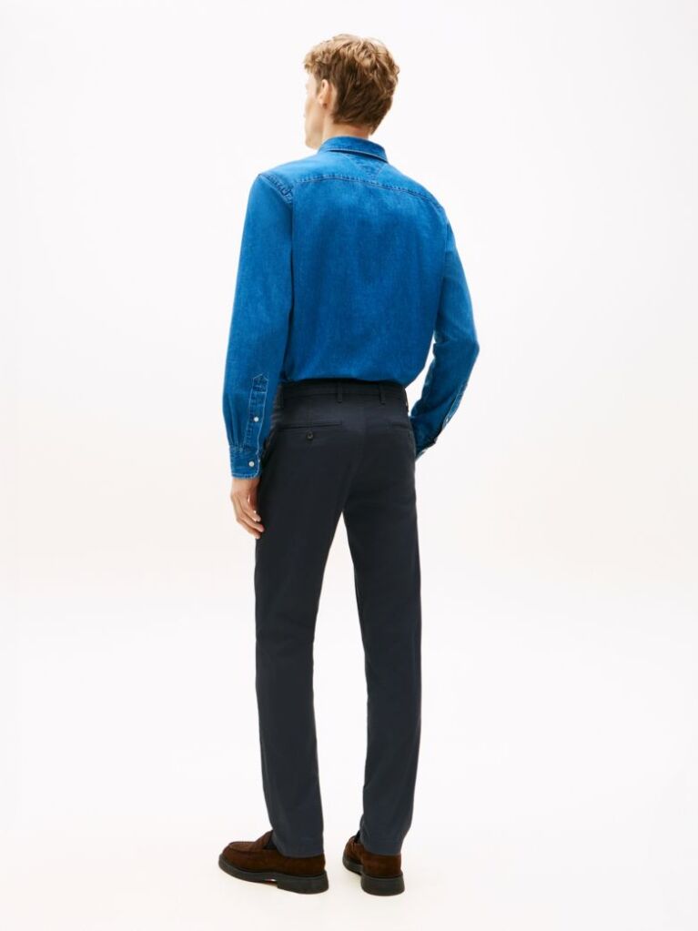 Blue Bleecker Textured Print Slim Trousers  Men