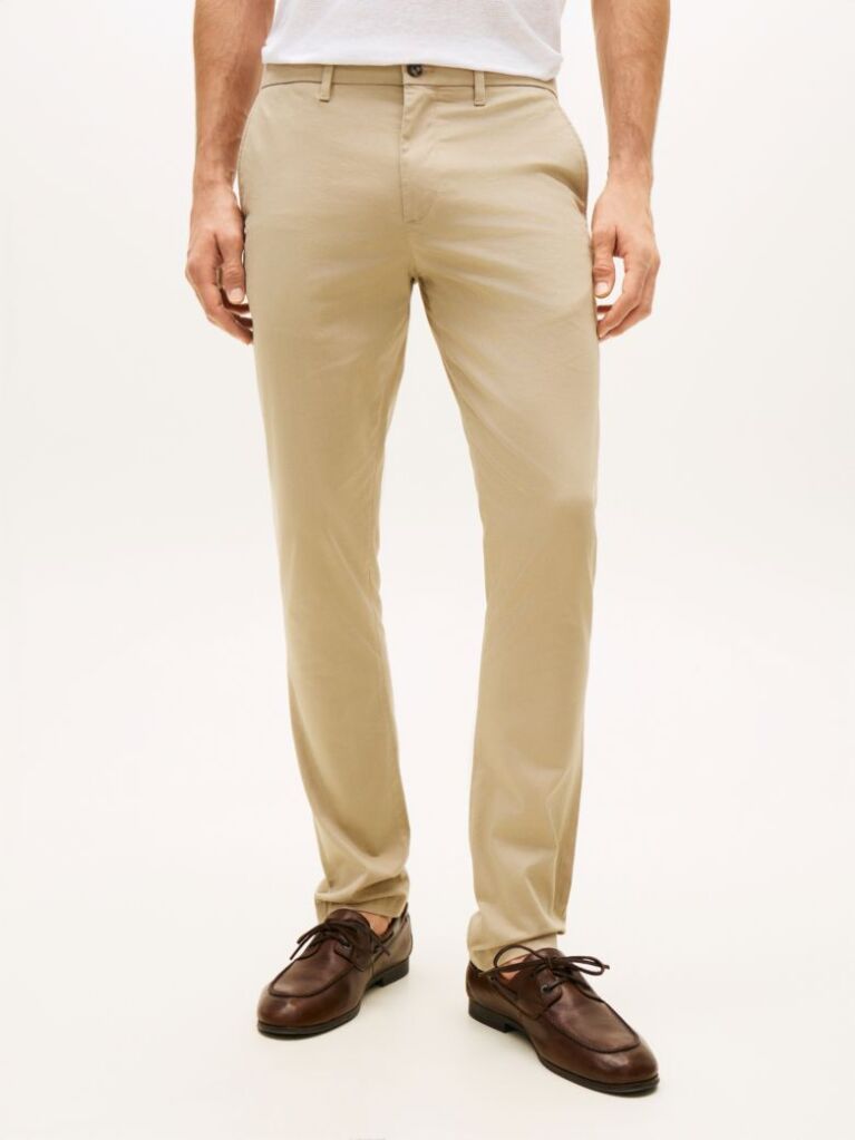 Beige Bleecker Textured Print Slim Trousers  Men