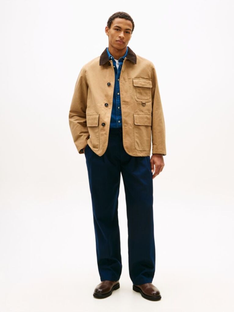 Beige Relaxed Waxed Barn Jacket  Men