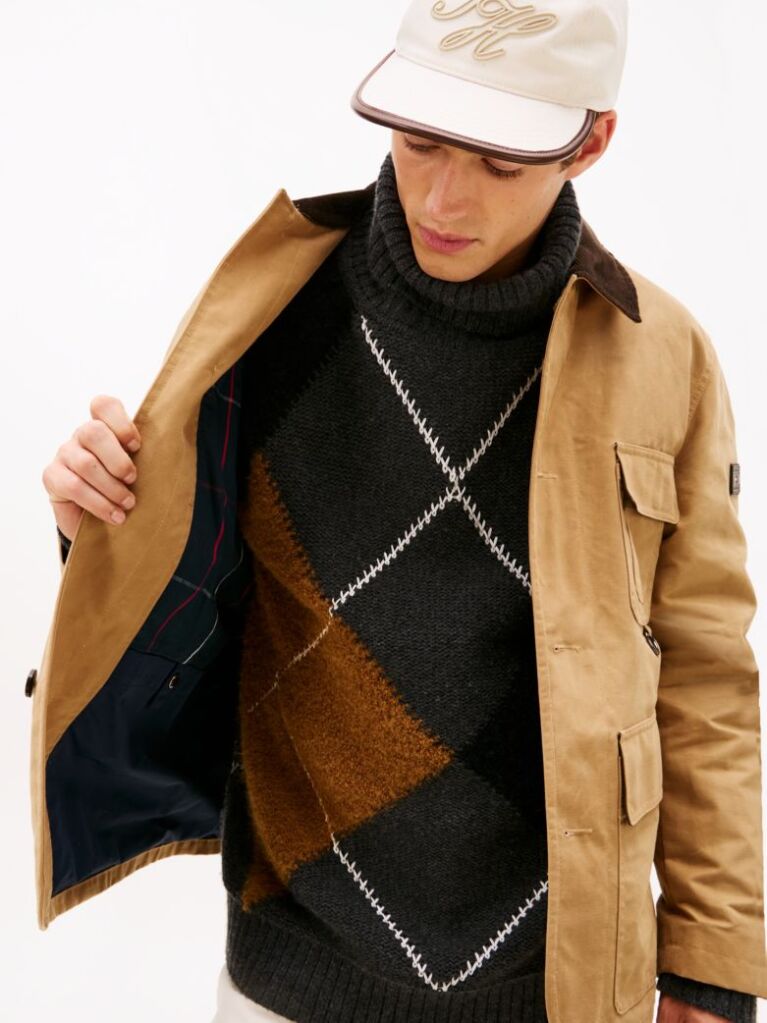 Beige Relaxed Waxed Barn Jacket  Men