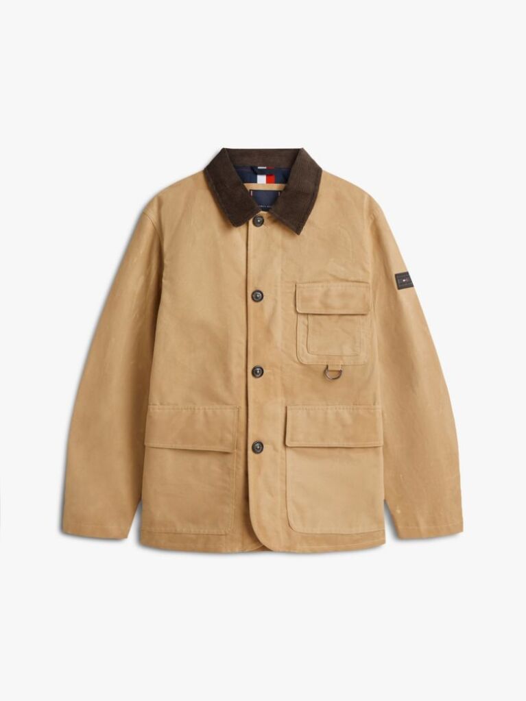 Beige Relaxed Waxed Barn Jacket  Men