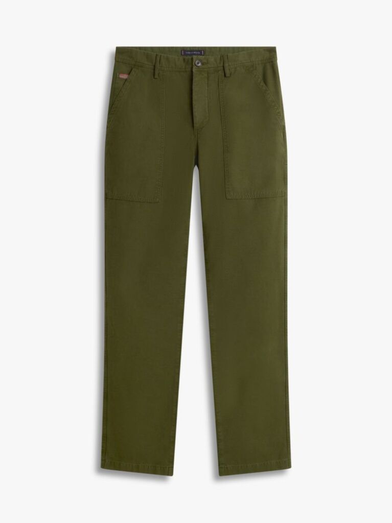 Blue Washed Textured Sateen Utility Trousers  Men