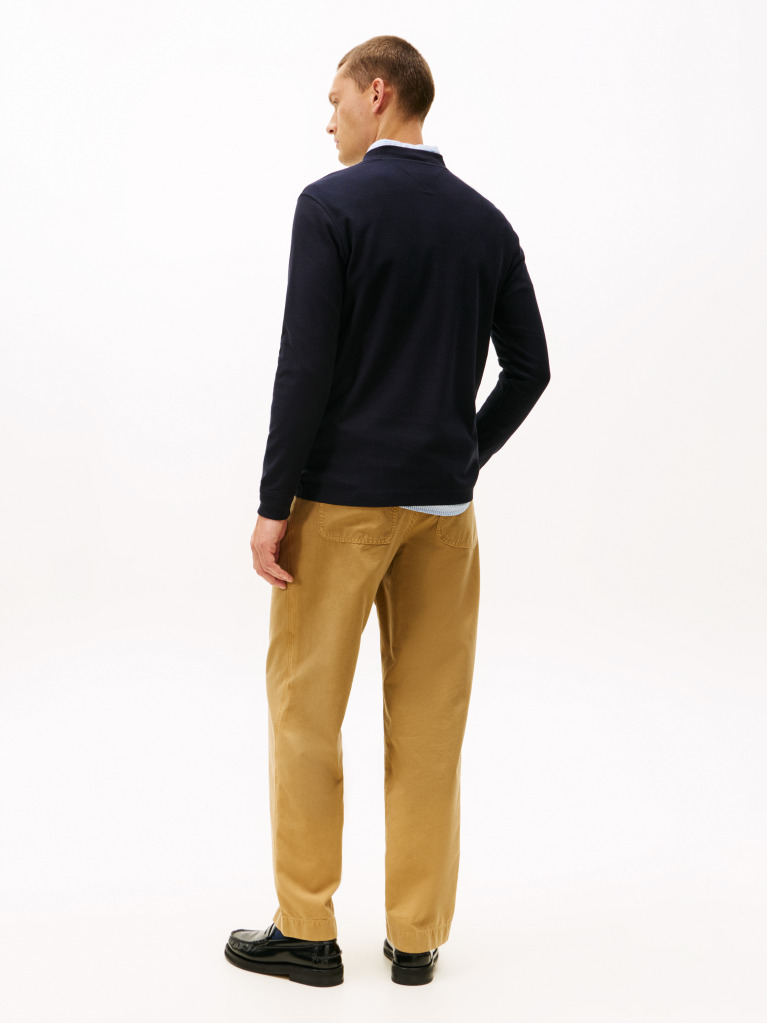 Blue Mercerized Jacquard Long Sleeve Tee  Men