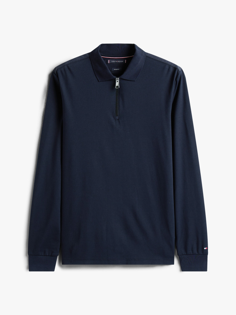 Blue Regular Fit Long Sleeve Polo Shirt  Men