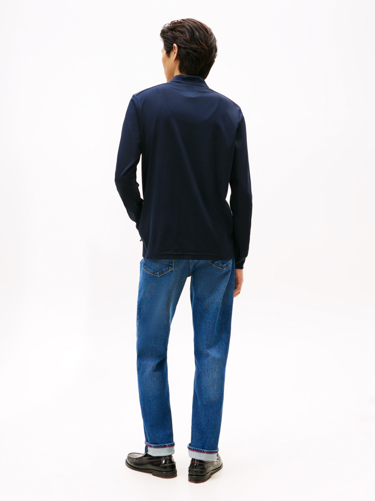 Blue Regular Fit Long Sleeve Polo Shirt  Men