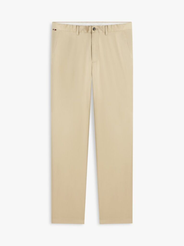 Beige Denton Satin Straight Leg Chinos  Men
