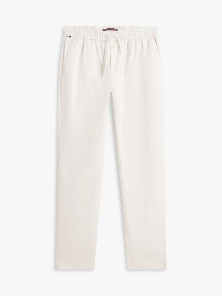 Beige Harlem Tapered Leg Linen Blend Chinos  Men