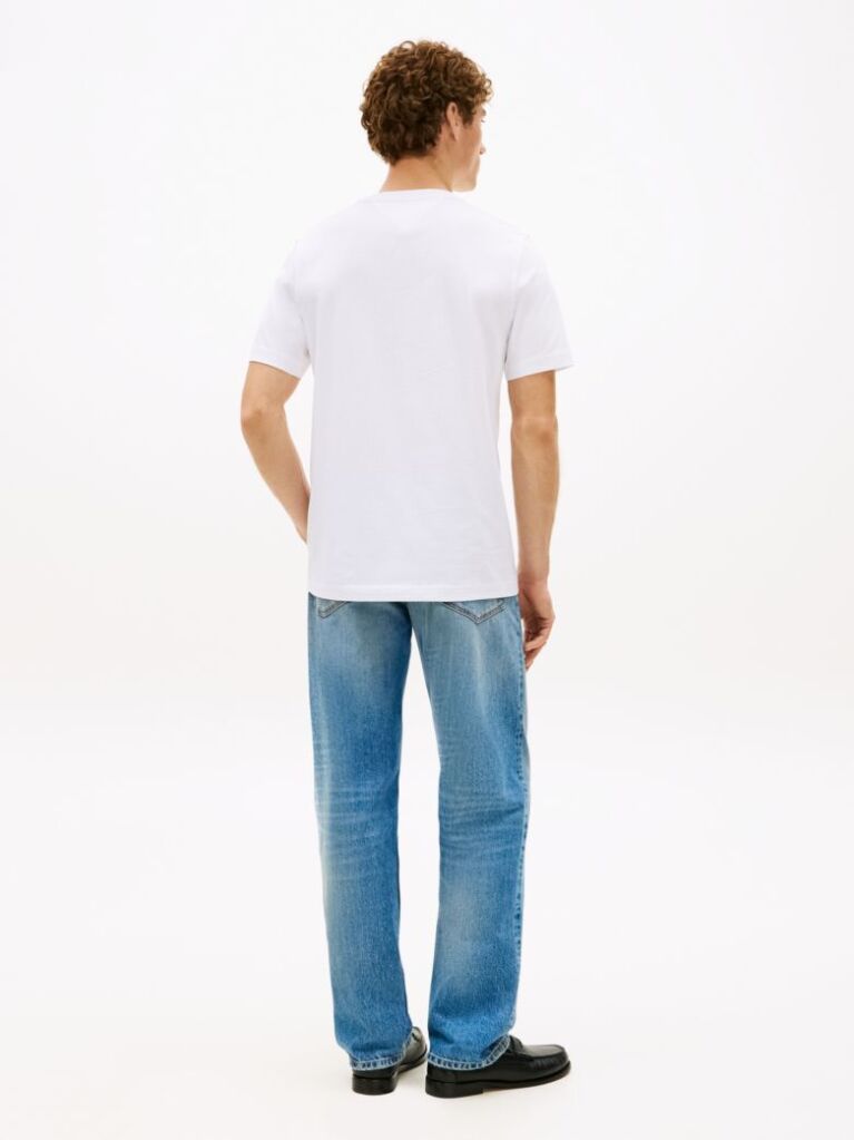 Άσπρο Βαμβακερό T-Shirt Με Κλασική Λαιμόκοψη Και Λογότυπο  Άνδρες