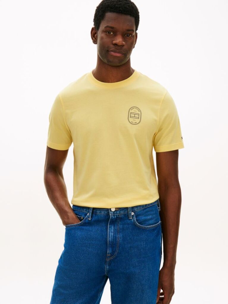 Yellow Logo Crew Neck T-Shirt  Men