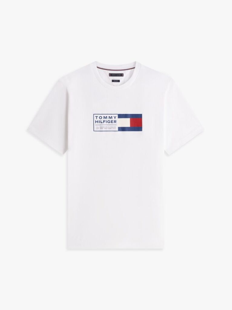 White Logo Jersey Crew Neck T-Shirt  Men