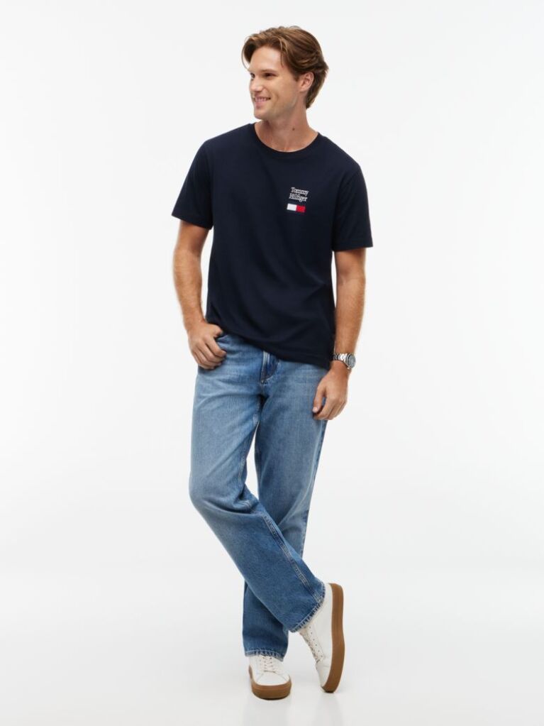 Blue Logo Embroidery Jersey Crew Neck T-Shirt  Men