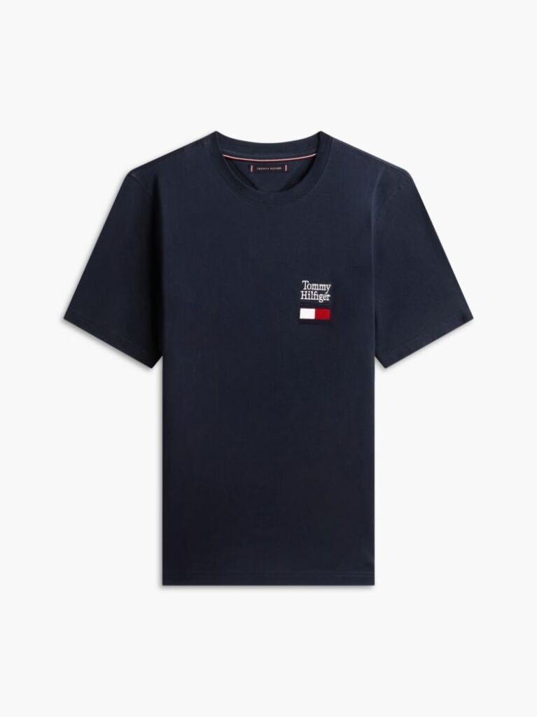 Blue Logo Embroidery Jersey Crew Neck T-Shirt  Men
