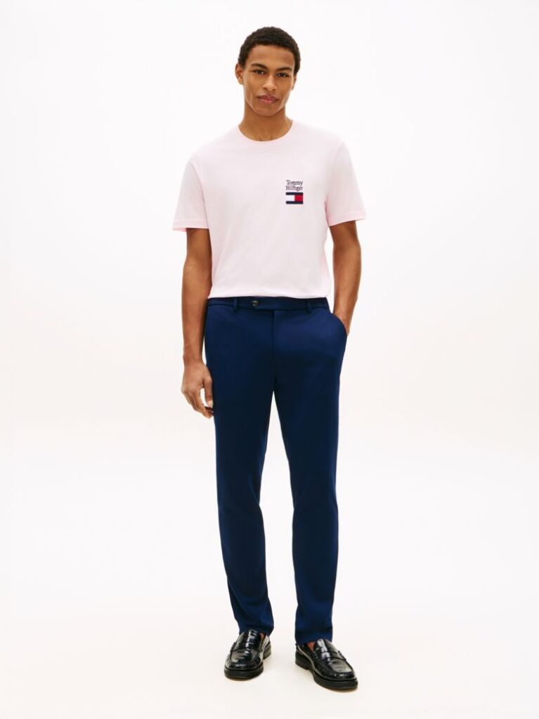Pink Logo Embroidery Jersey Crew Neck T-Shirt  Men
