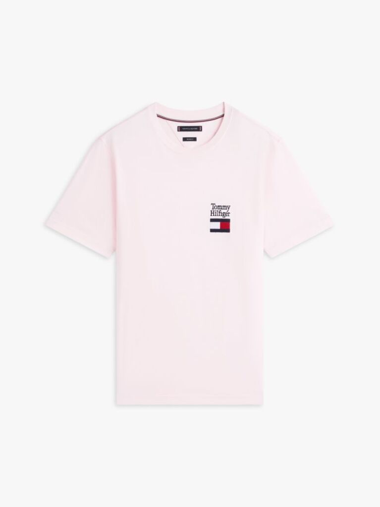 Pink Logo Embroidery Jersey Crew Neck T-Shirt  Men