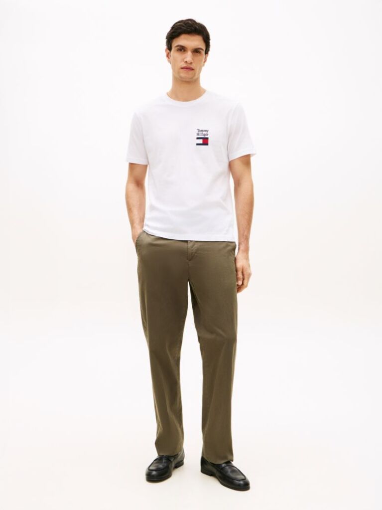 White Logo Embroidery Jersey Crew Neck T-Shirt  Men