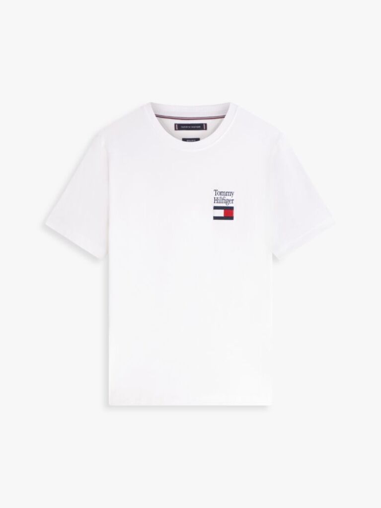 White Logo Embroidery Jersey Crew Neck T-Shirt  Men