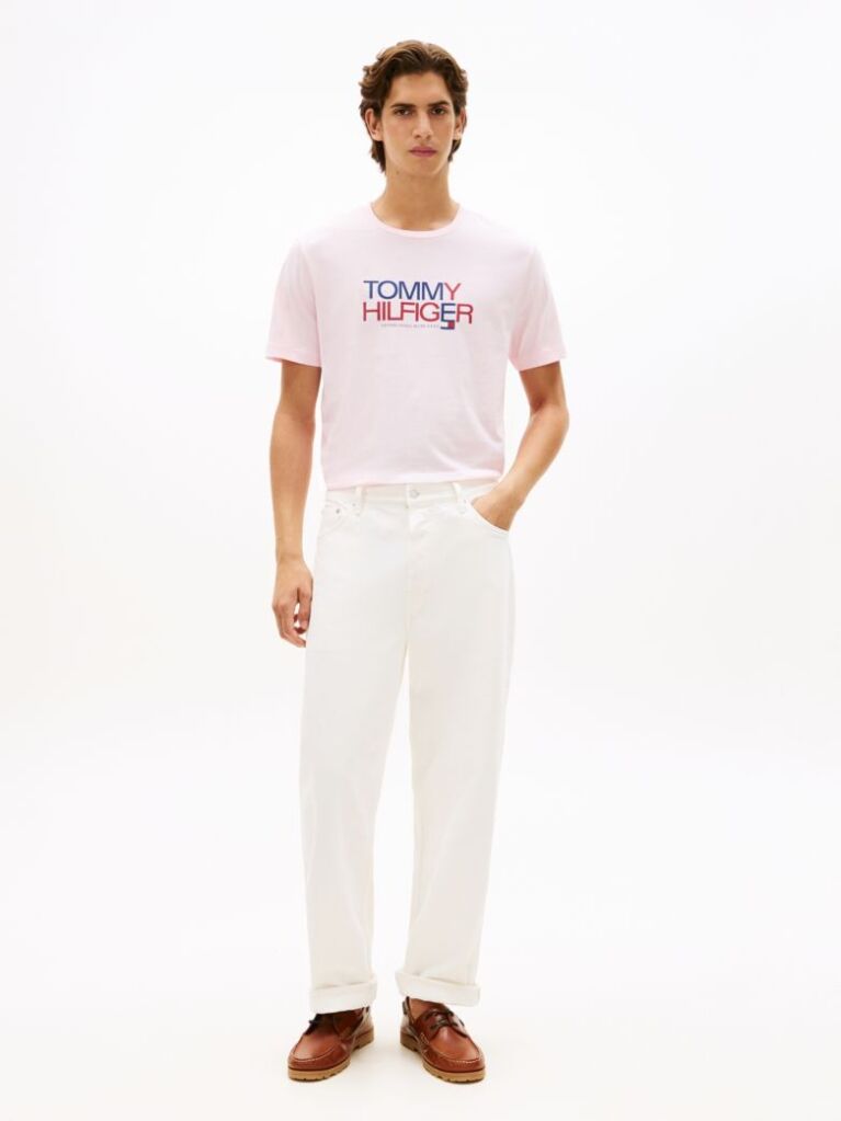 Pink Logo Graphic Crew Neck T-Shirt  Men