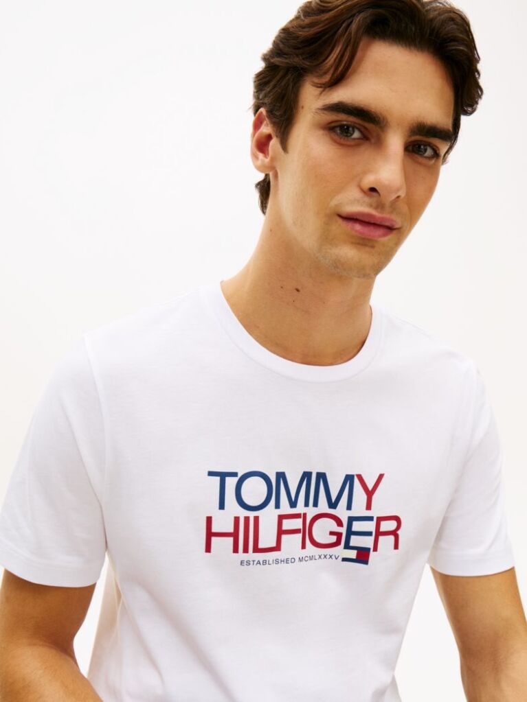 White Logo Graphic Crew Neck T-Shirt  Men