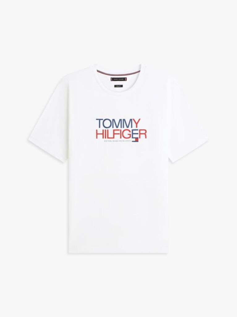 White Logo Graphic Crew Neck T-Shirt  Men