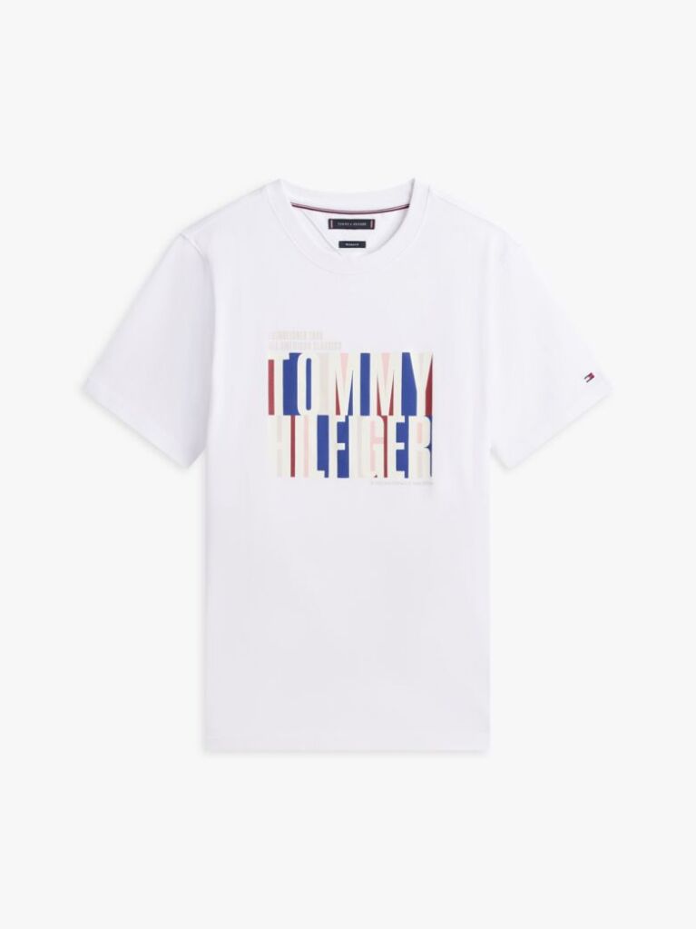 White Multicolour Logo Graphic Crew Neck T-Shirt  Men