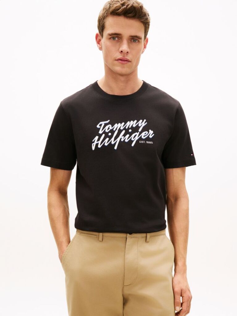 Black Logo Graphic Crew Neck T-Shirt  Men