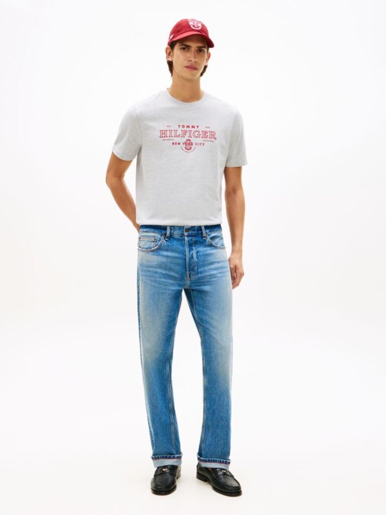 Γκρι T-Shirt Με Κλασική Λαιμόκοψη Και Heritage Σχέδιο  Άνδρες