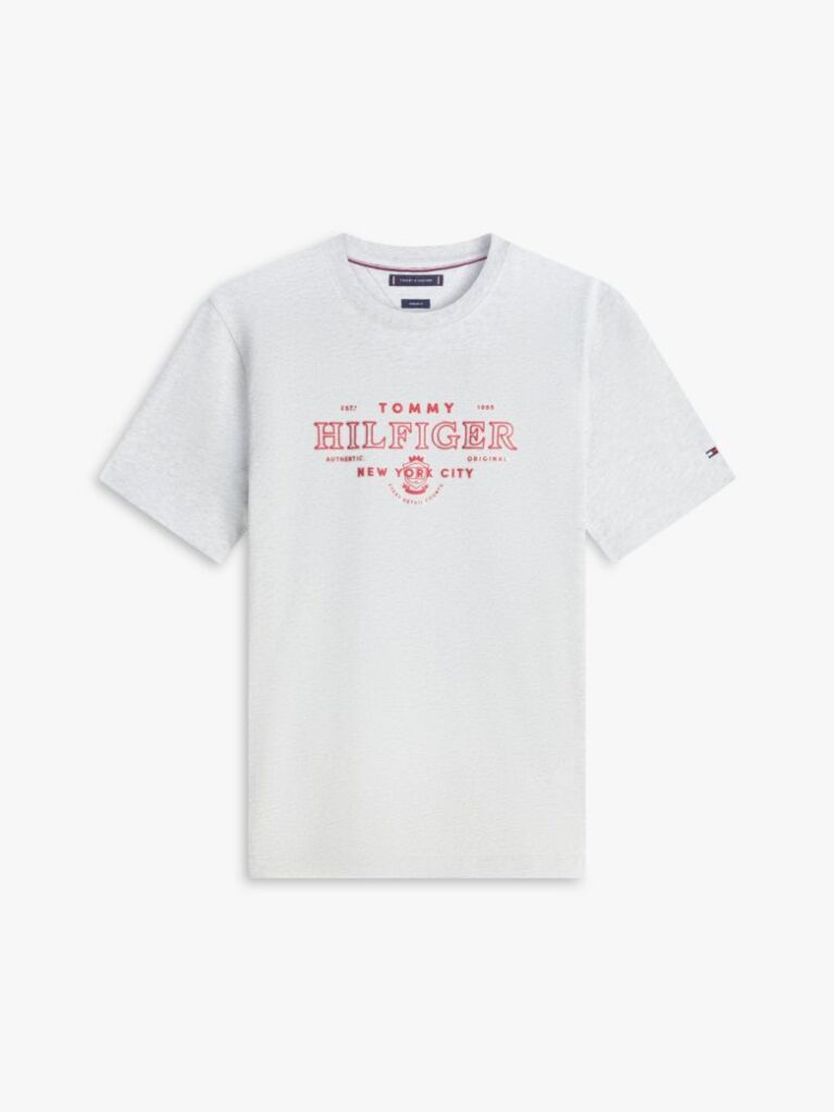 Γκρι T-Shirt Με Κλασική Λαιμόκοψη Και Heritage Σχέδιο  Άνδρες