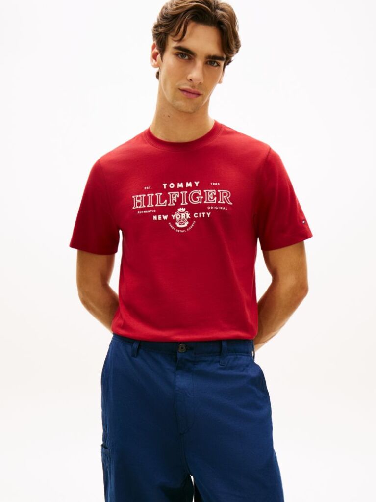 Red Heritage Graphic Crew Neck T-Shirt  Men