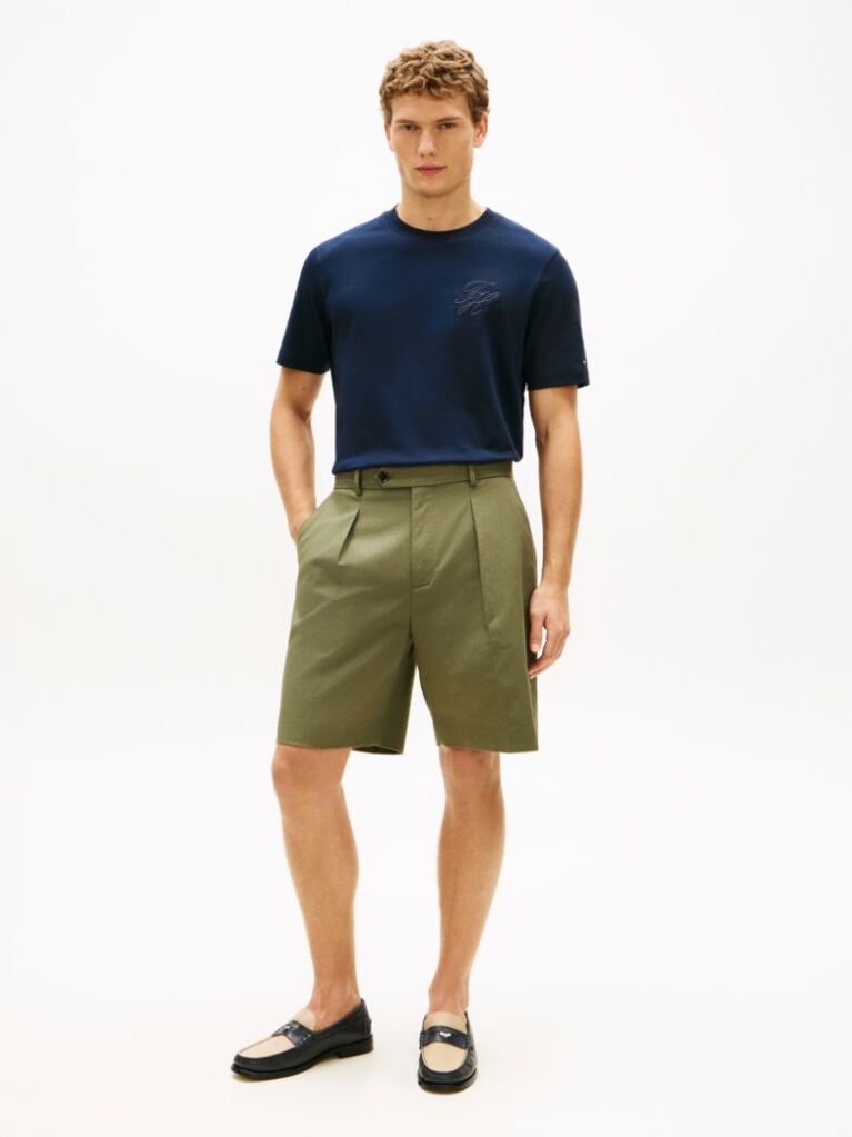 Blue Tonal Logo Embroidery Crew Neck T-Shirt  Men