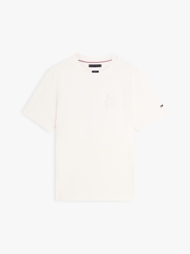 Μπεζ T-Shirt Με Tonal Κεντητό Λογότυπο Και Κλασική Λαιμόκοψη  Άνδρες