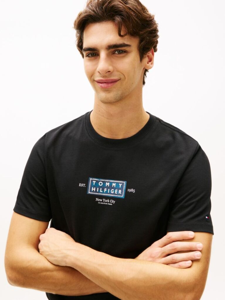 Black Heritage Logo Jersey Crew Neck T-Shirt  Men