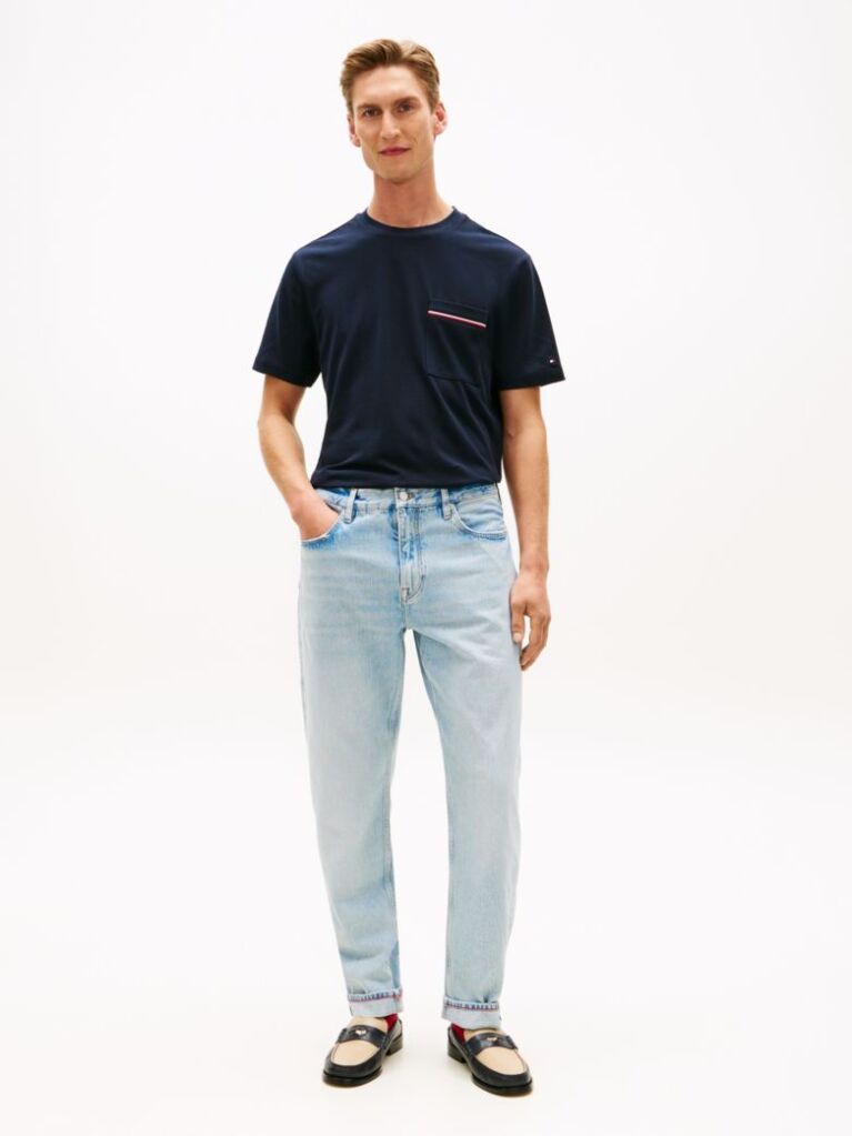 Blue Global Stripe Pocket Pique Jersey T-Shirt  Men
