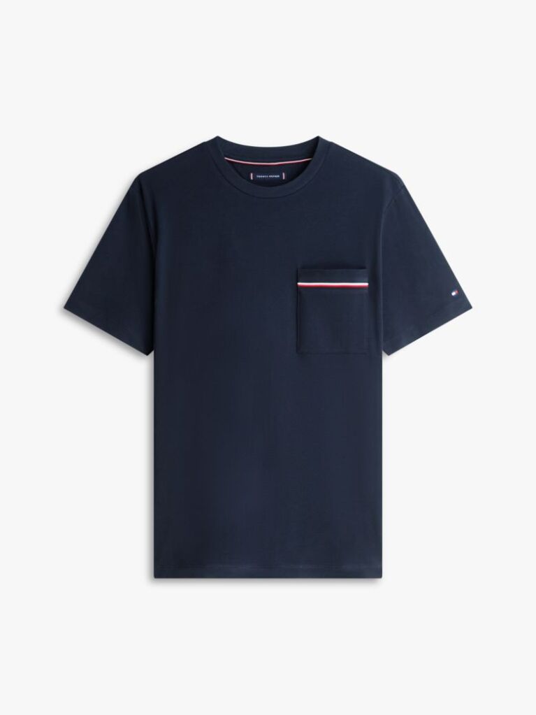 Blue Global Stripe Pocket Pique Jersey T-Shirt  Men