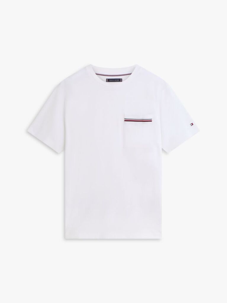 White Global Stripe Pocket Pique Jersey T-Shirt  Men