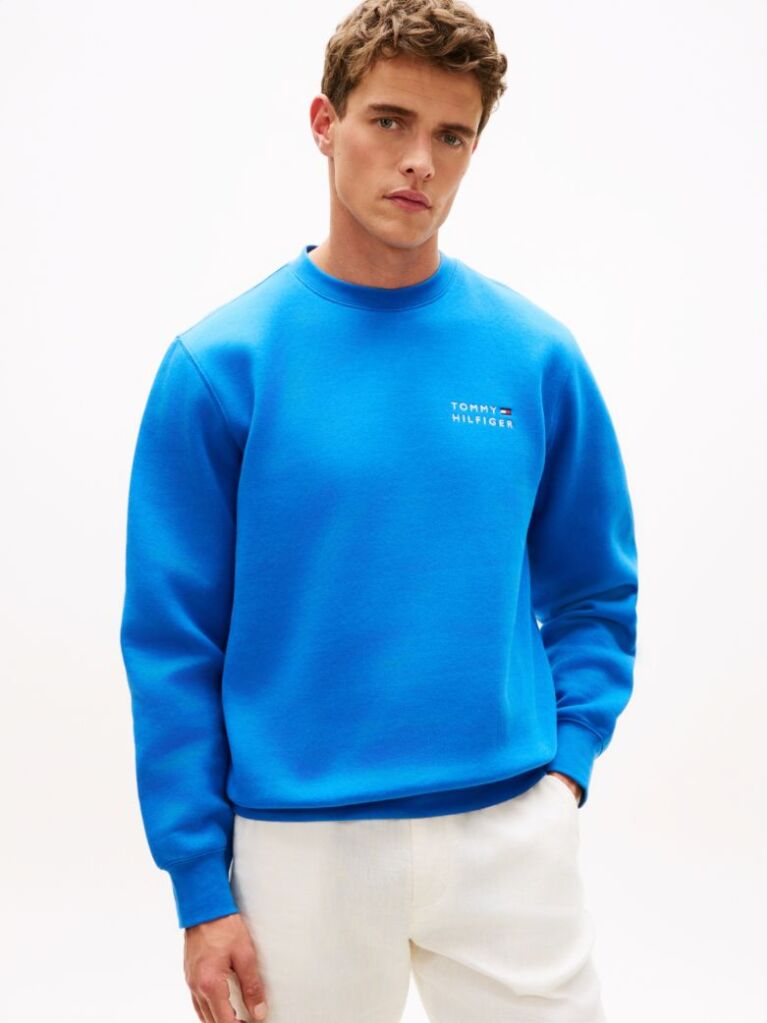 Blue Logo Embroidery Terry Sweatshirt  Men