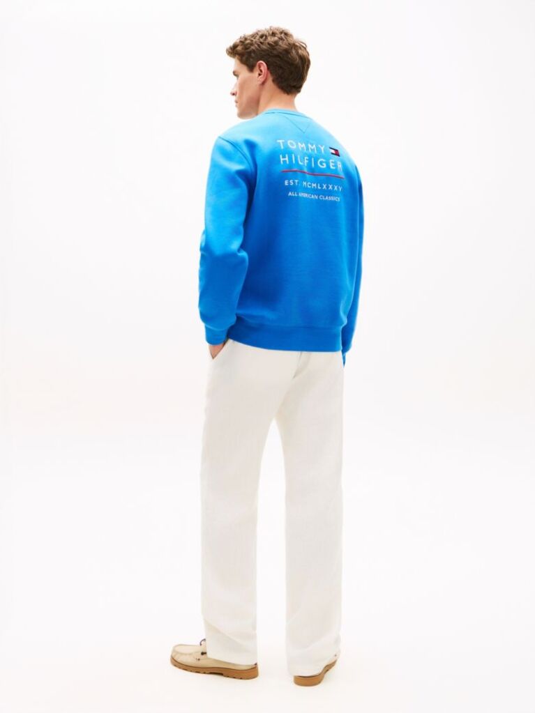 Blue Logo Embroidery Terry Sweatshirt  Men
