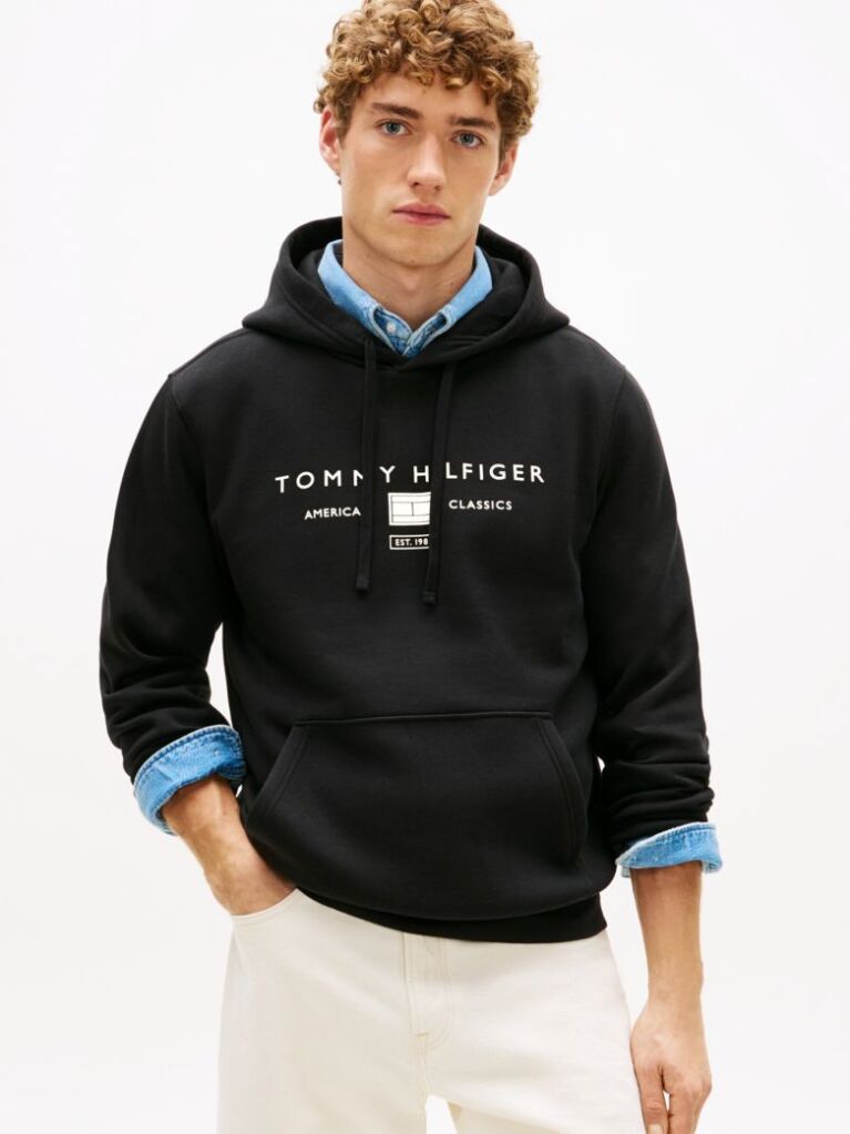 Μαύρο Hoody Με Λογότυπο  Άνδρες