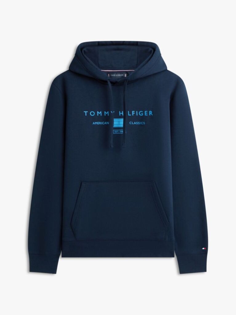 Blue Logo Terry Drawstring Hoody  Men