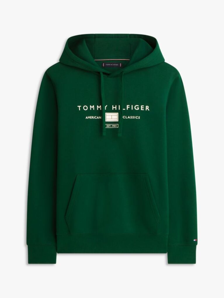 Green Logo Terry Drawstring Hoody  Men