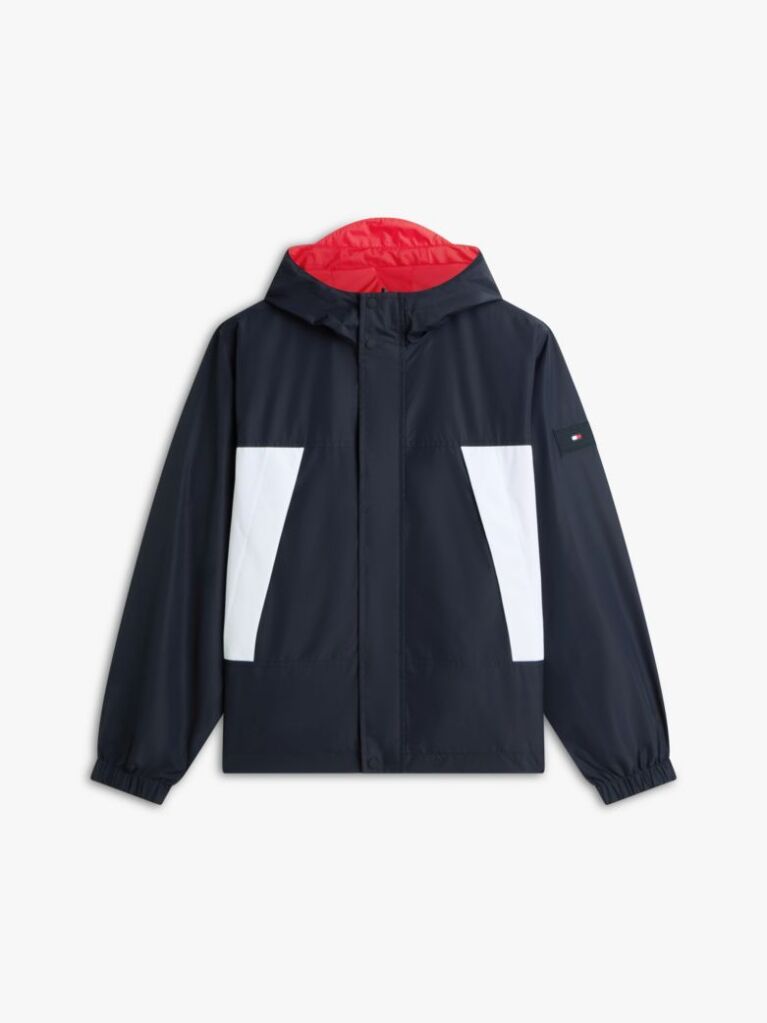 Blue Reversible Colour-Blocked Hooded Jacket  Men