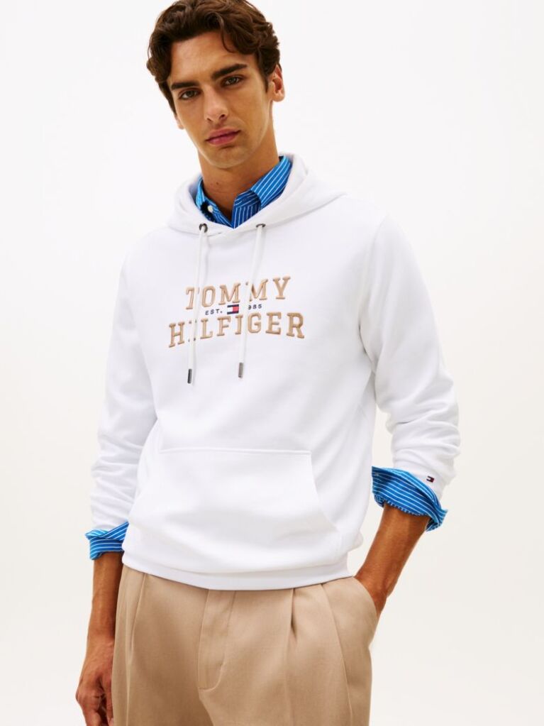 White Logo Graphic Hoody  Men