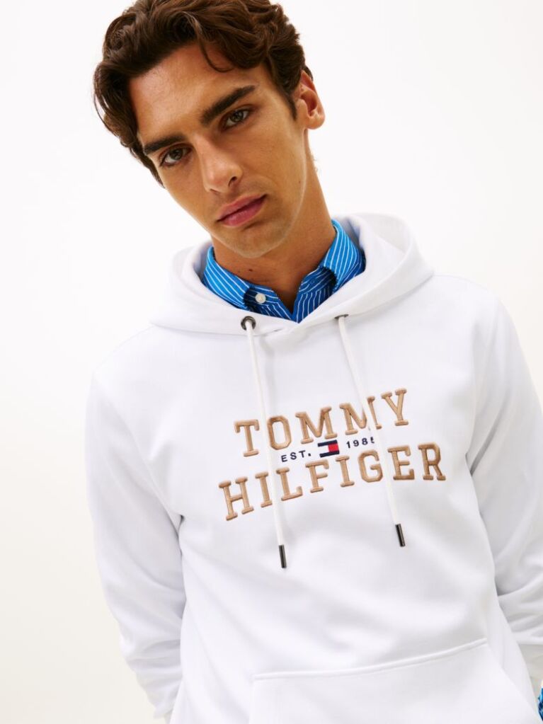 White Logo Graphic Hoody  Men