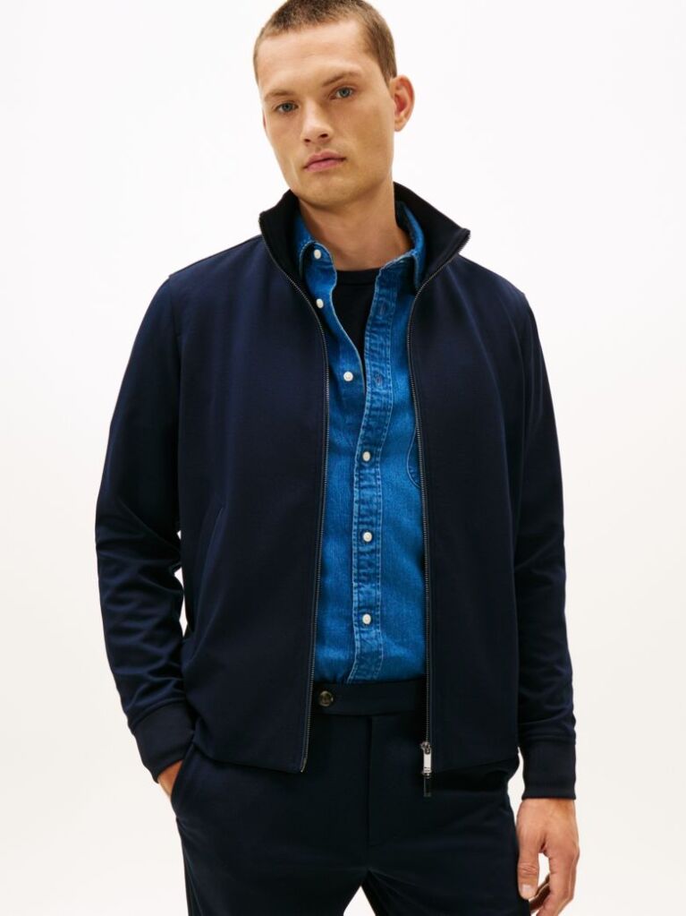 Blue Performance Smart Casual Zip-Thru Jumper  Men