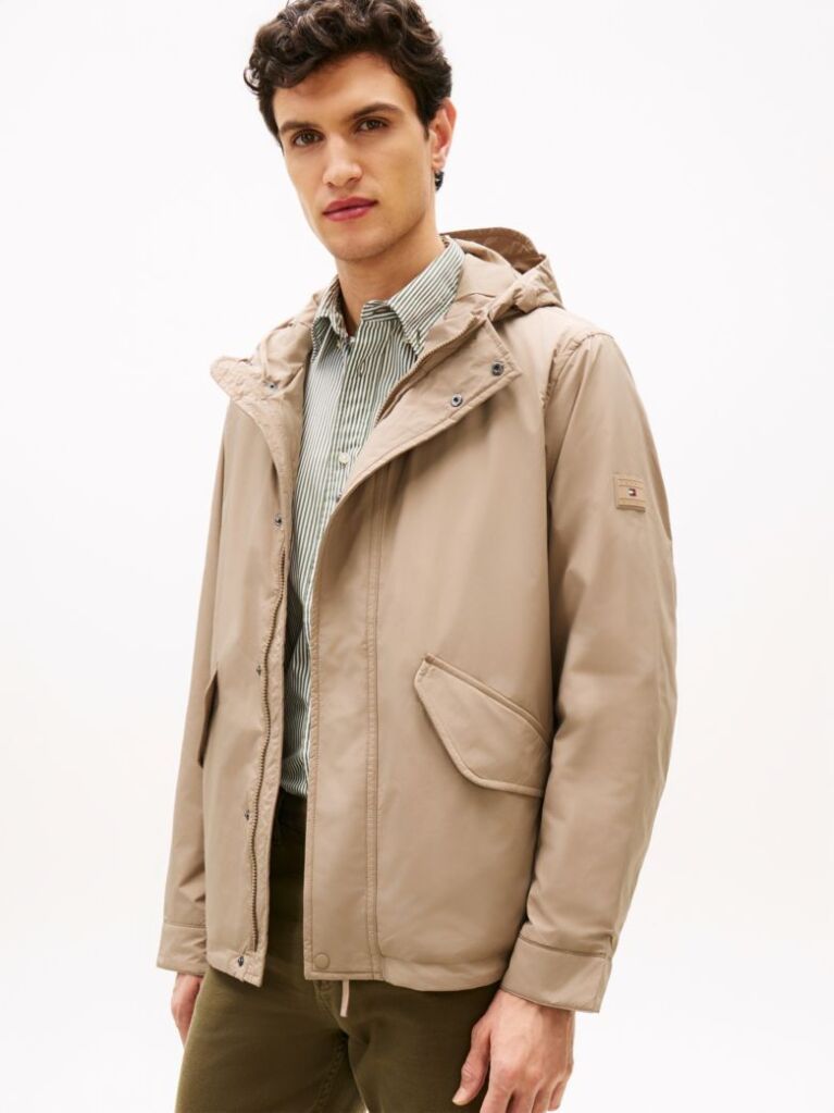 Beige Lightweight Packable Hooded Jacket  Men