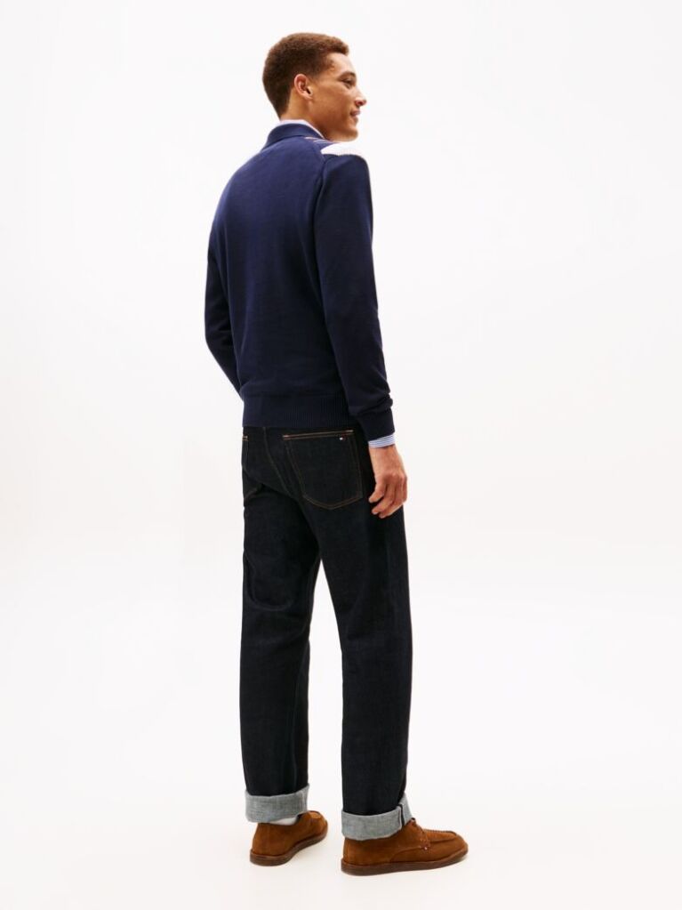 Blue Argyle Rugby Collar Jumper  Men