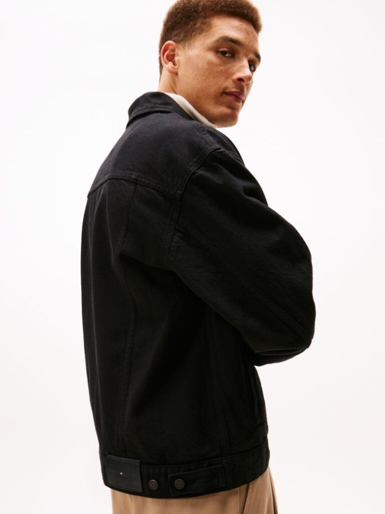 Black Relaxed Washed Denim Trucker Jacket  Men